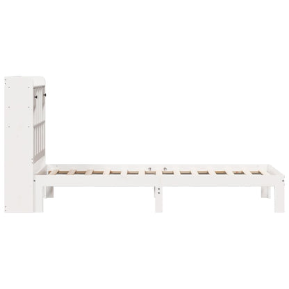 Bed met boekenkast zonder matras grenenhout wit 75x190 cm