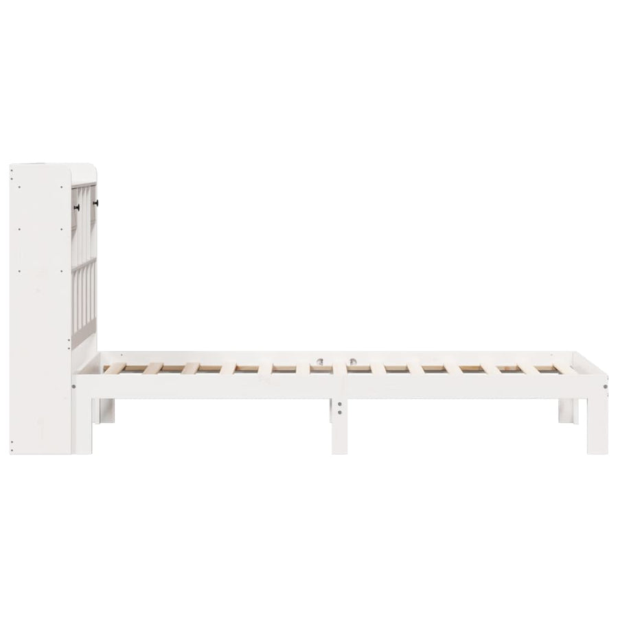 Bed met boekenkast zonder matras grenenhout wit 75x190 cm