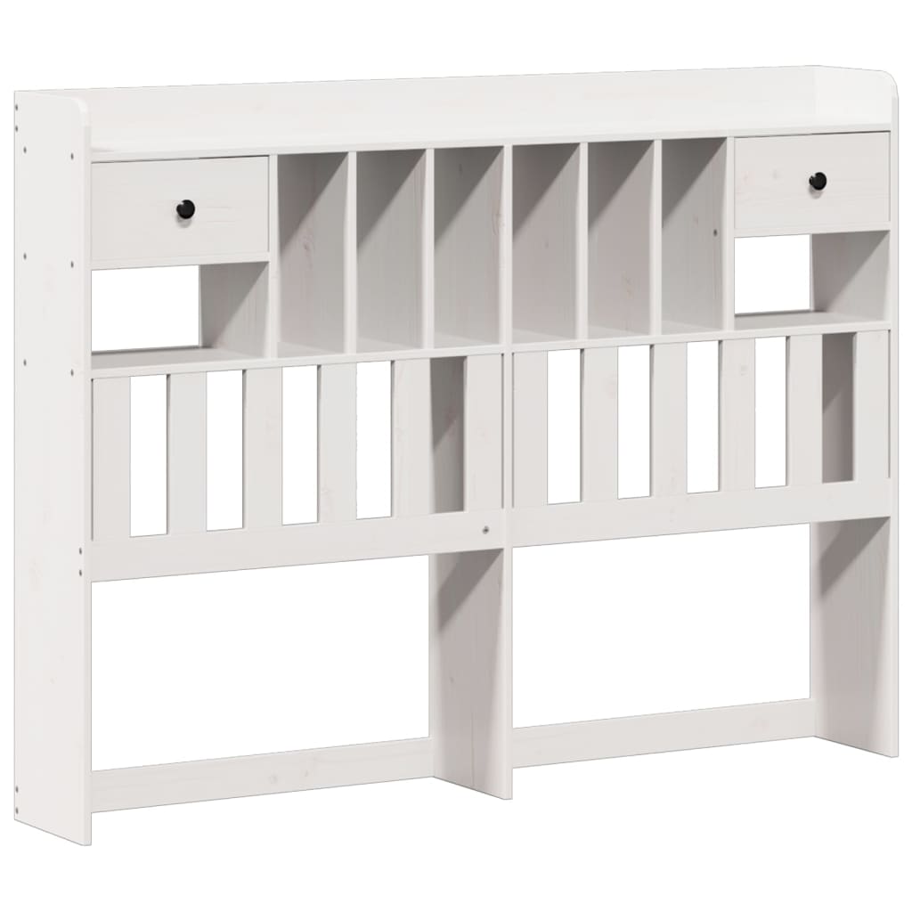 Bed met boekenkast zonder matras grenenhout wit 135x190 cm