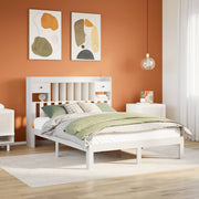 Bed grenenhout wit 135x190 cm met boekenkast