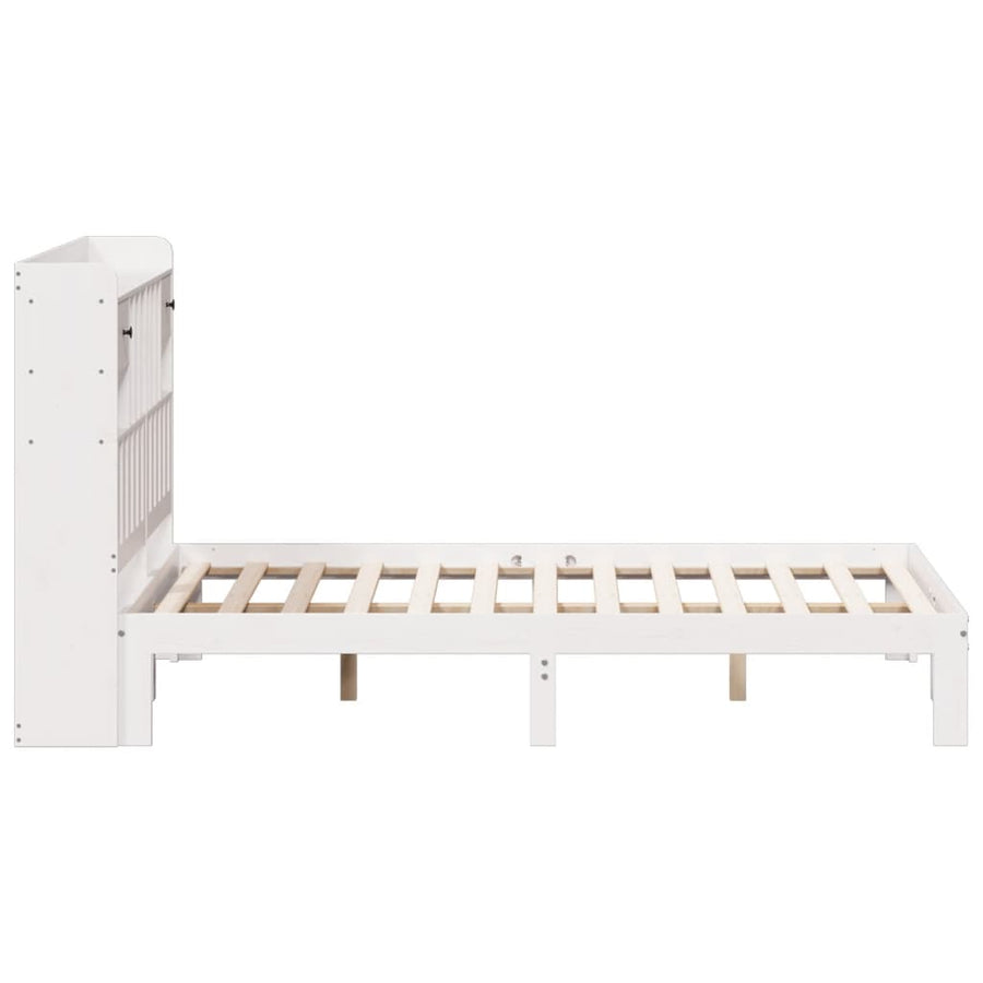 Bed met boekenkast zonder matras grenenhout wit 140x190 cm