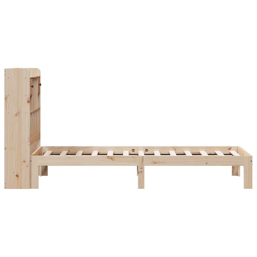 Bed met boekenkast zonder matras massief grenenhout 90x200 cm