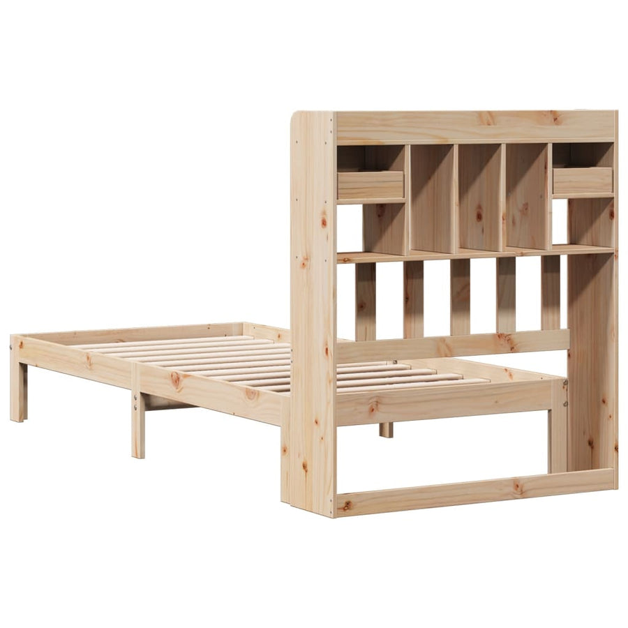 Bed met boekenkast zonder matras massief grenenhout 90x200 cm