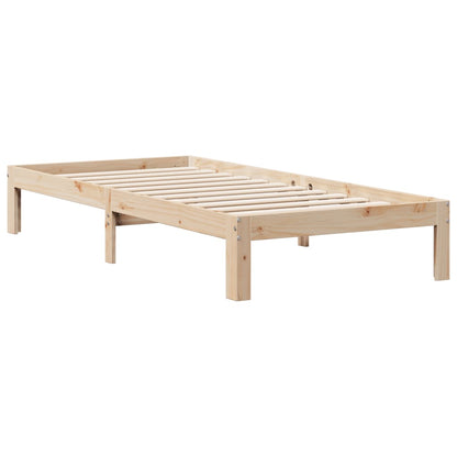 Bed met boekenkast zonder matras massief grenenhout 90x200 cm