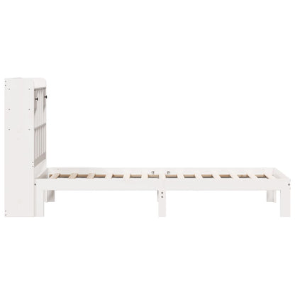 Bed met boekenkast zonder matras grenenhout wit 90x200 cm