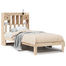 Bed Met Boekenkast Zonder Matras Massief Grenenhout 100 x 200 cm Naturel