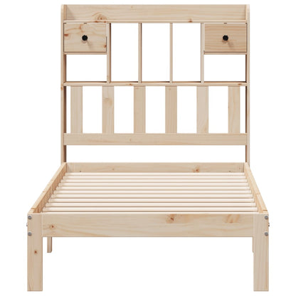 Bed Met Boekenkast Zonder Matras Massief Grenenhout 100 x 200 cm Naturel