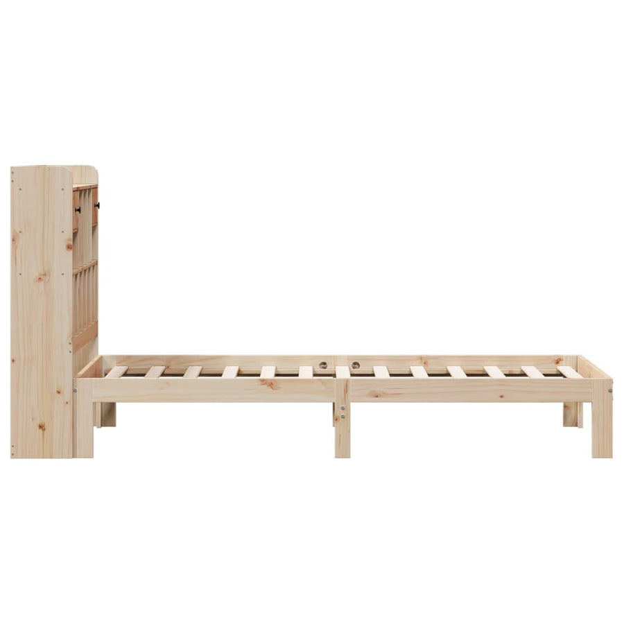 Bed Met Boekenkast Zonder Matras Massief Grenenhout 100 x 200 cm Naturel
