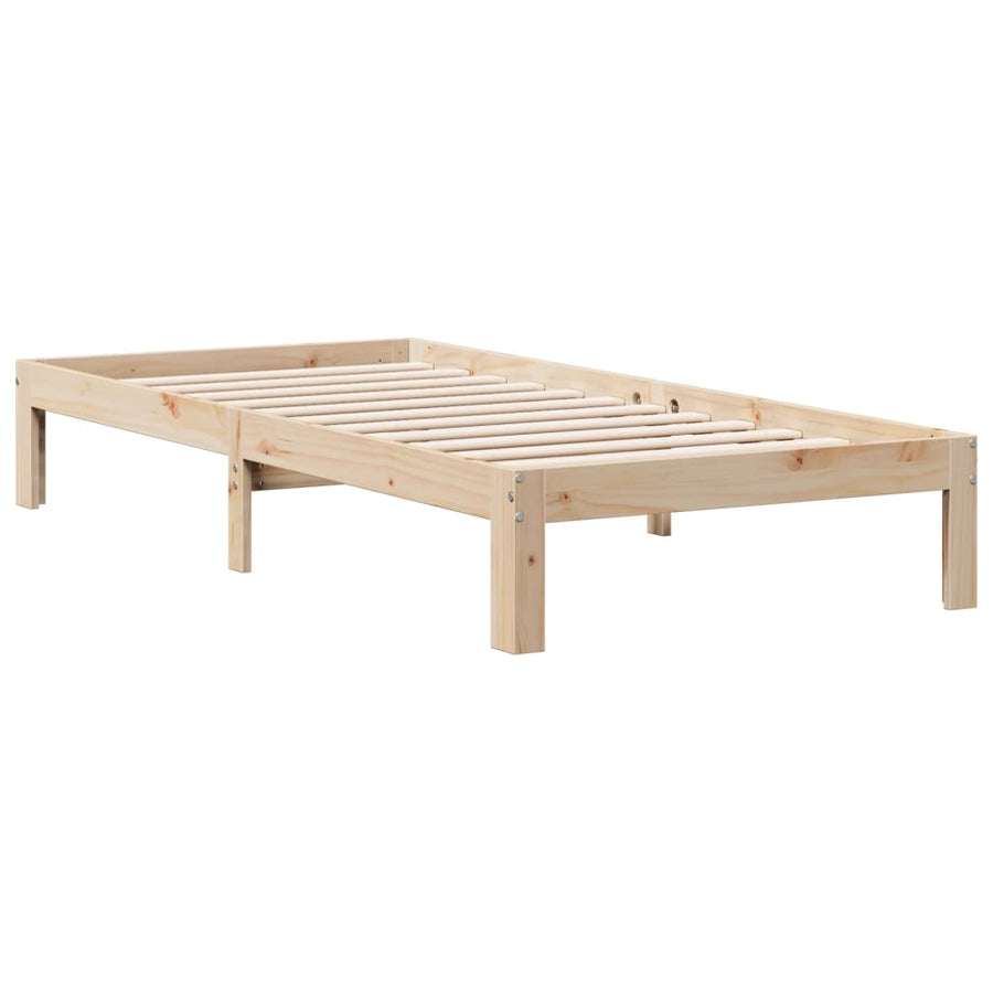 Bed Met Boekenkast Zonder Matras Massief Grenenhout 100 x 200 cm Naturel