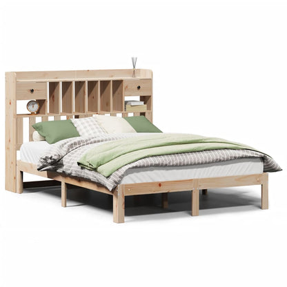 Bed met boekenkast zonder matras massief grenenhout 140x200 cm