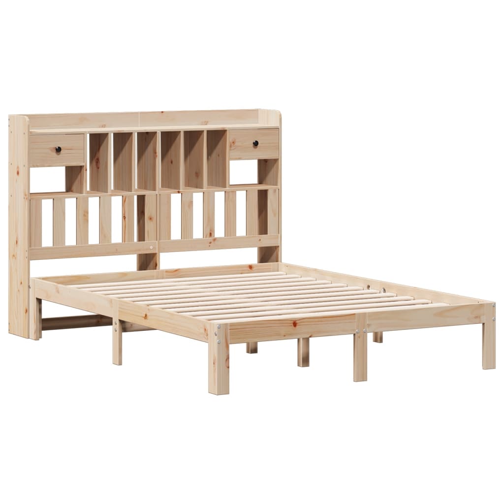 Bed met boekenkast zonder matras massief grenenhout 140x200 cm