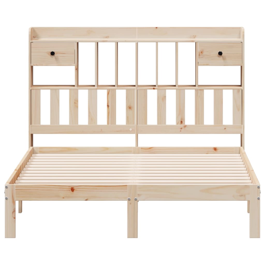 Bed met boekenkast zonder matras massief grenenhout 140x200 cm