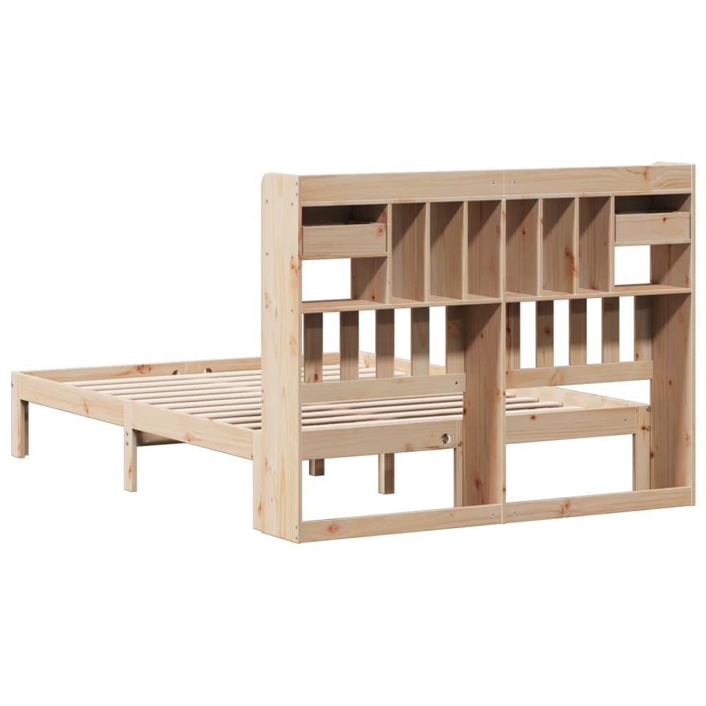 Bed met boekenkast zonder matras massief grenenhout 140x200 cm