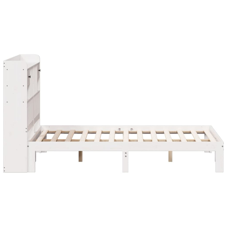 Bed met boekenkast zonder matras grenenhout wit 140x200 cm