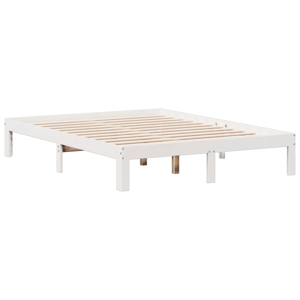 Bed met boekenkast zonder matras grenenhout wit 140x200 cm