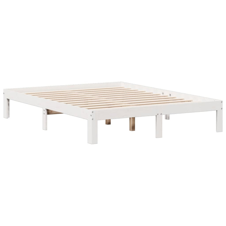 Bed met boekenkast zonder matras grenenhout wit 140x200 cm