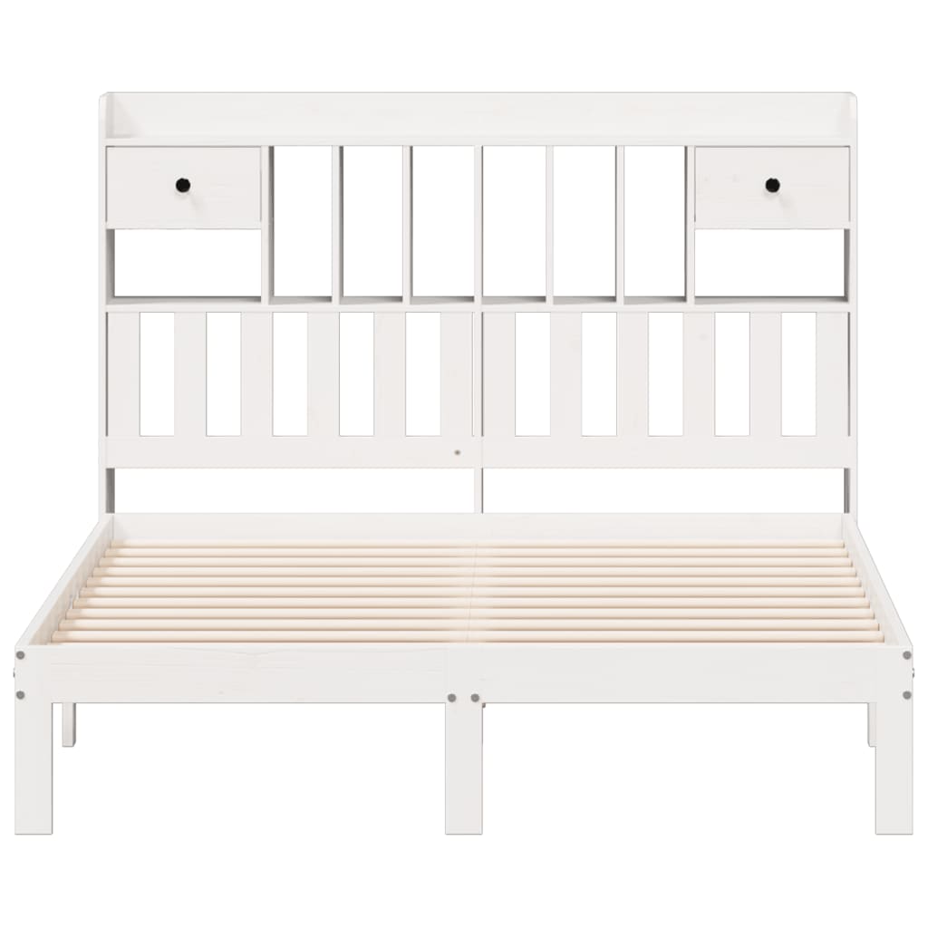 Bed met boekenkast zonder matras grenenhout wit 160x200 cm