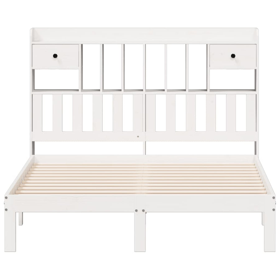 Bed met boekenkast zonder matras grenenhout wit 160x200 cm