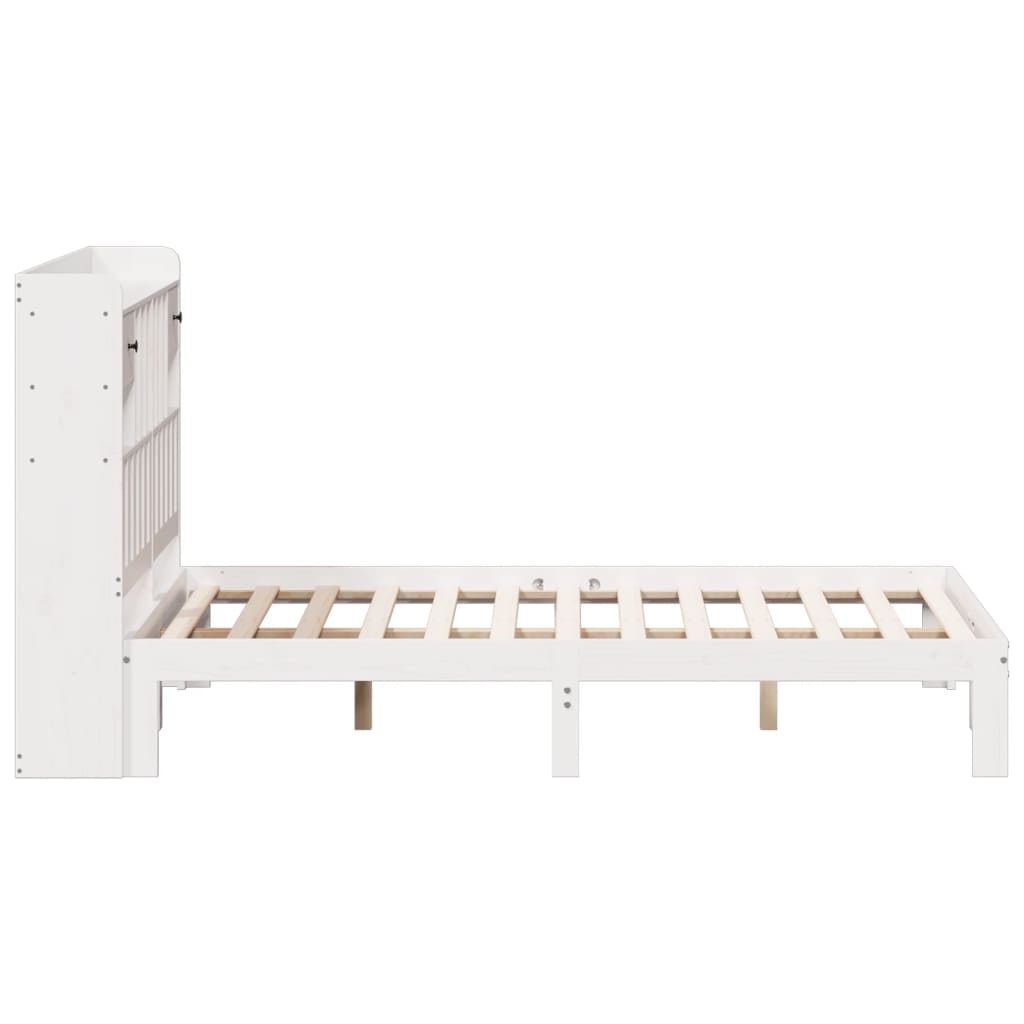Bed met boekenkast zonder matras grenenhout wit 160x200 cm
