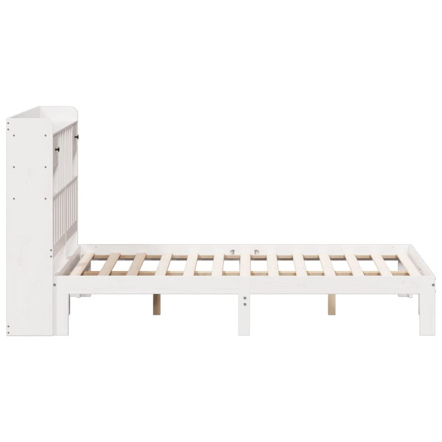 Bed met boekenkast zonder matras grenenhout wit 160x200 cm