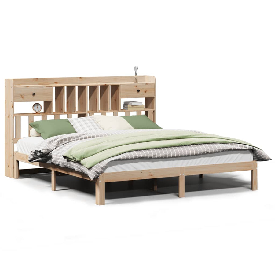 Bed met boekenkast zonder matras massief grenenhout 180x200 cm