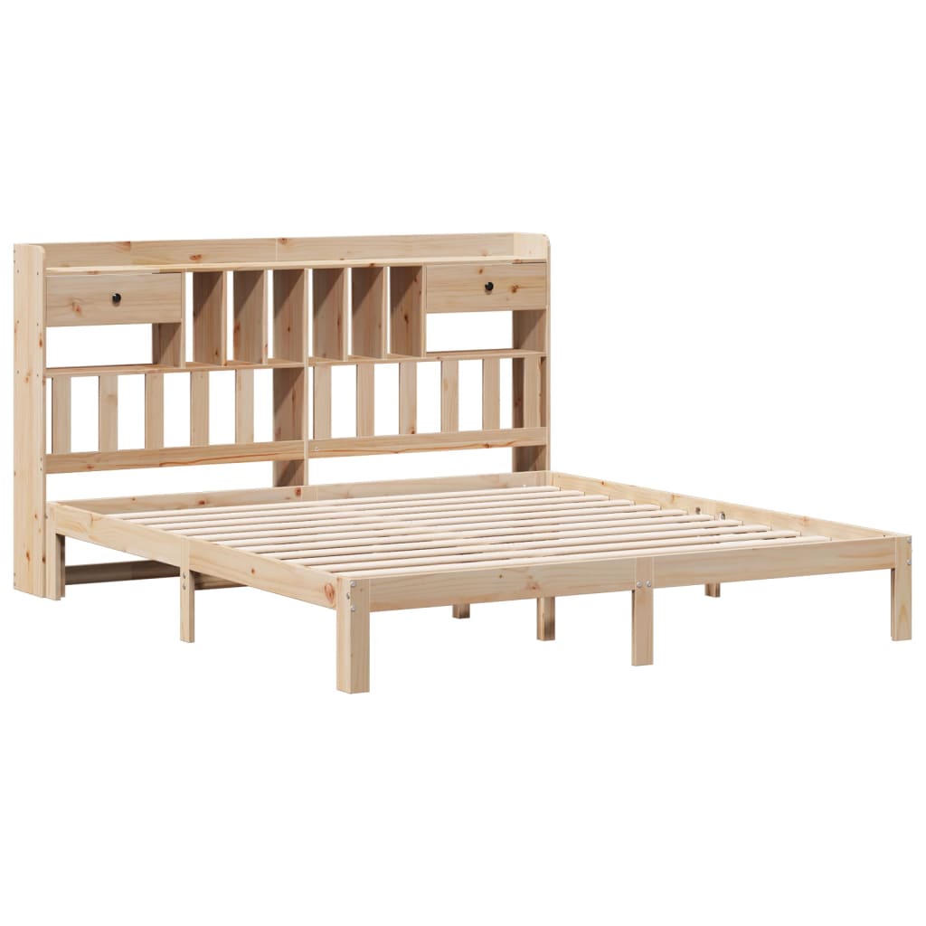 Bed met boekenkast zonder matras massief grenenhout 180x200 cm