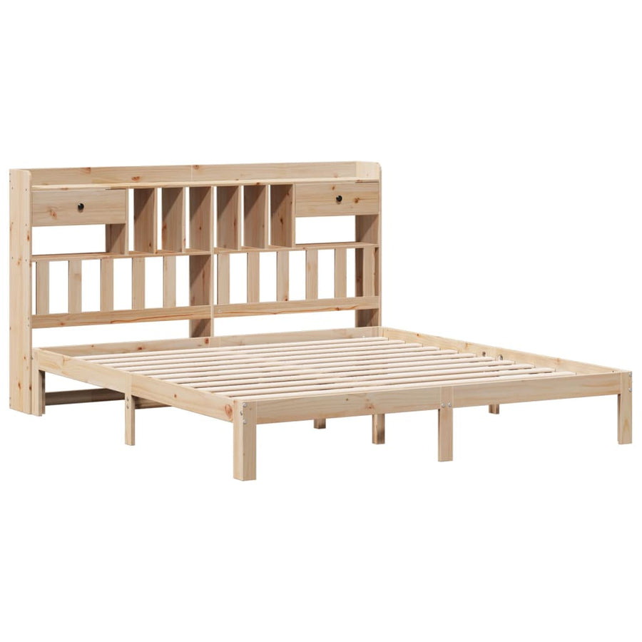 Bed met boekenkast zonder matras massief grenenhout 180x200 cm