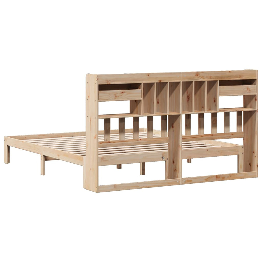 Bed met boekenkast zonder matras massief grenenhout 180x200 cm