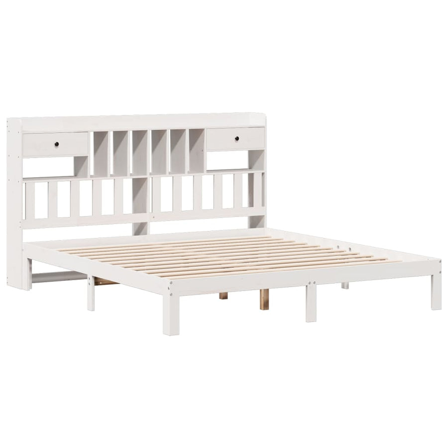 Bed met boekenkast zonder matras grenenhout wit 180x200 cm
