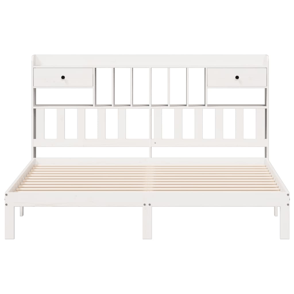 Bed met boekenkast zonder matras grenenhout wit 180x200 cm