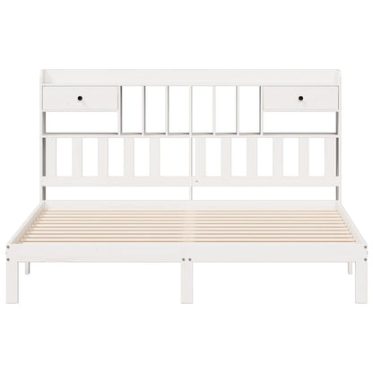 Bed met boekenkast zonder matras grenenhout wit 180x200 cm