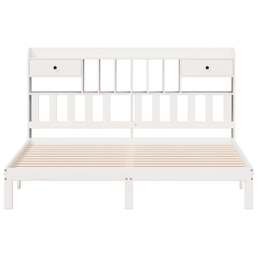 Bed met boekenkast zonder matras grenenhout wit 180x200 cm