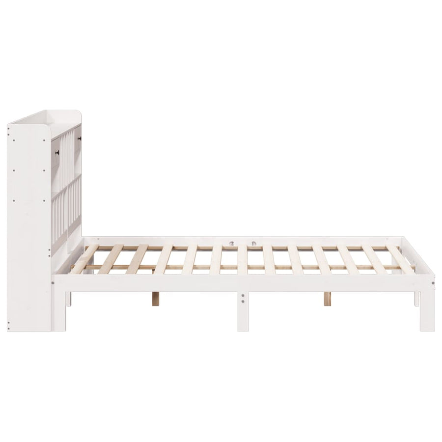 Bed met boekenkast zonder matras grenenhout wit 180x200 cm