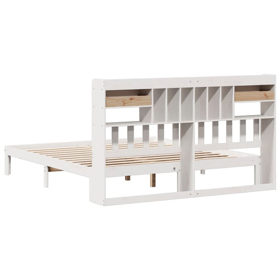 Bed met boekenkast zonder matras grenenhout wit 180x200 cm