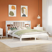 Bed 180x200 cm grenenhout wit met boekenkast