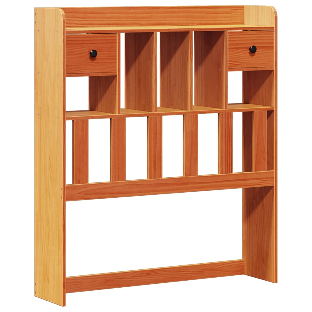 Bed met boekenkast zonder matras grenenhout wasbruin 75x190 cm