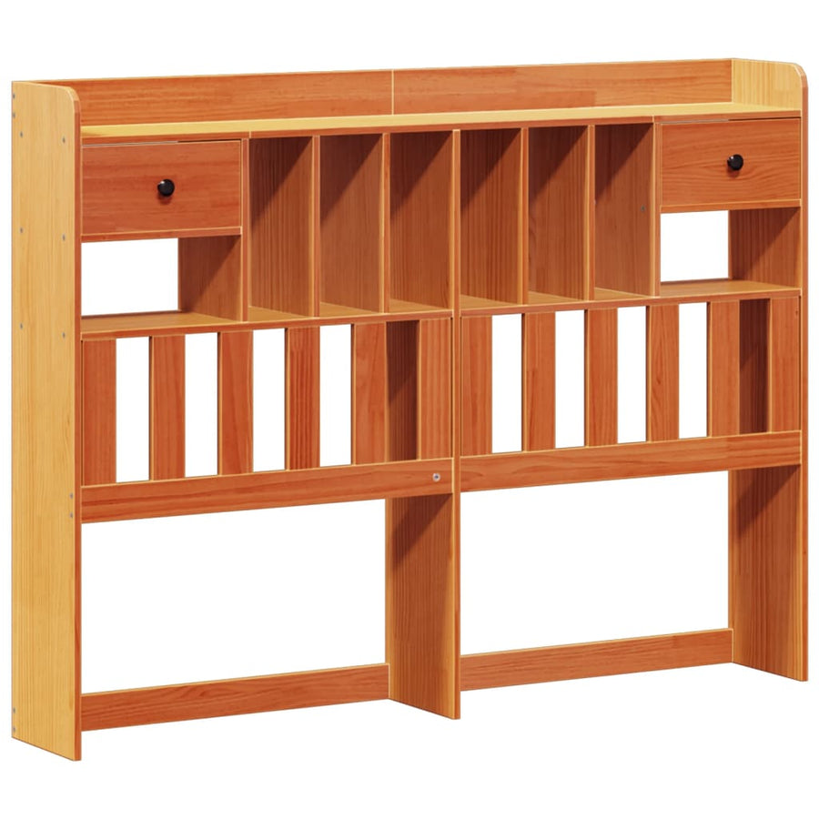 Bed met boekenkast zonder matras grenenhout wasbruin 135x190 cm