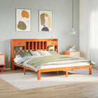 Bed met boekenkast zonder matras grenenhout wasbruin 180x200 cm