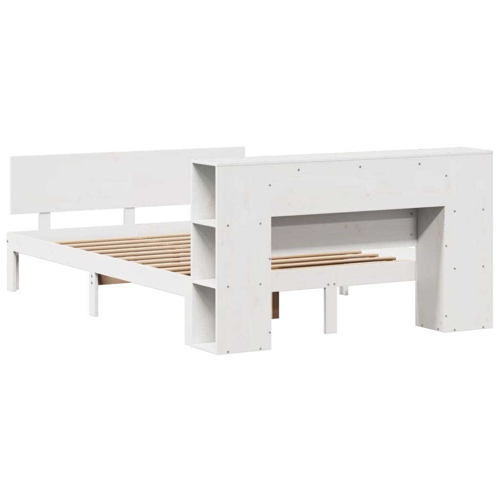 Bed met boekenkast zonder matras grenenhout wit 120x190 cm
