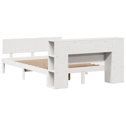 Bed met boekenkast zonder matras grenenhout wit 120x190 cm
