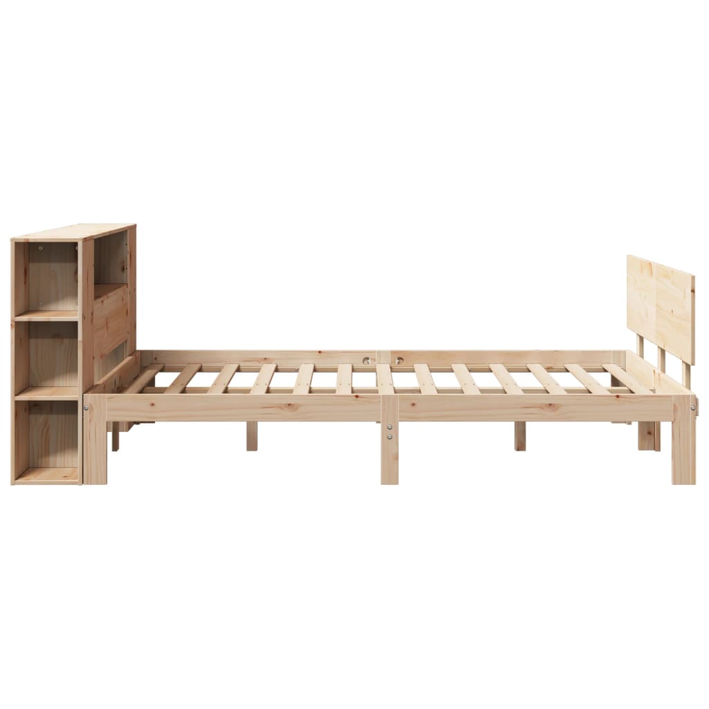 Bed met boekenkast zonder matras massief grenenhout 140x190 cm