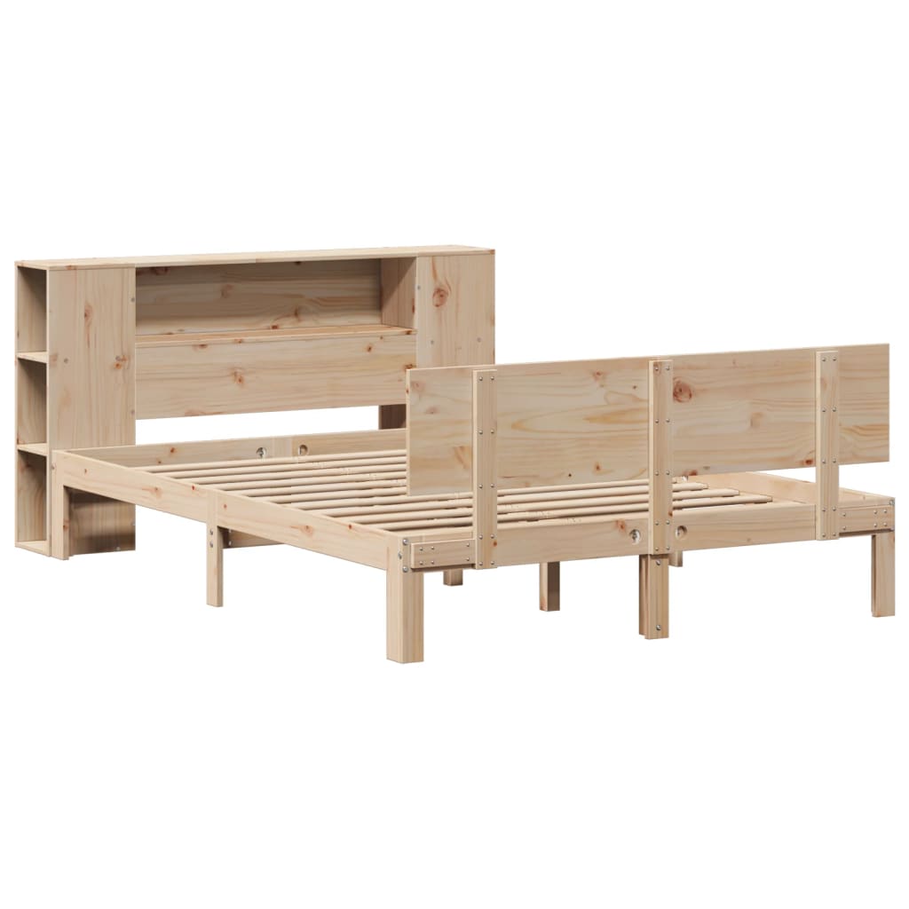 Bed met boekenkast zonder matras massief grenenhout 120x200 cm