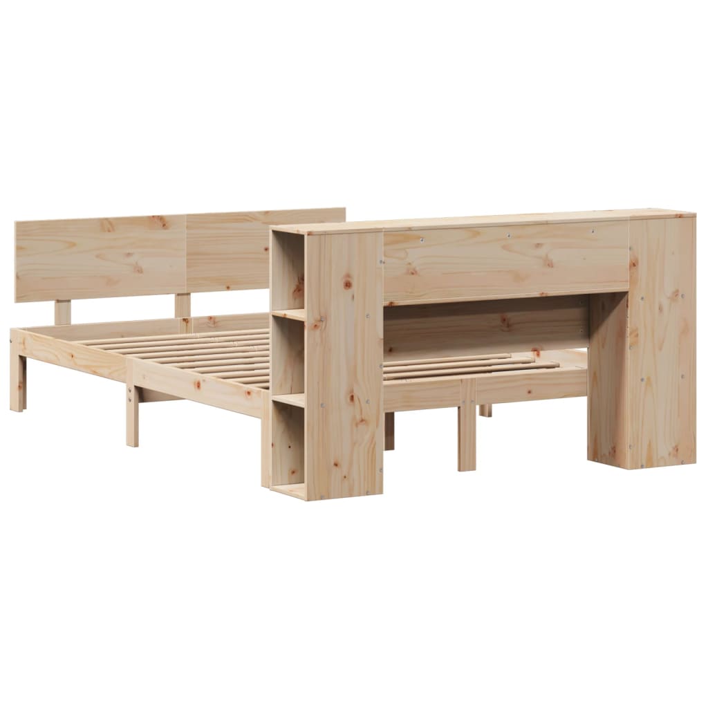 Bed met boekenkast zonder matras massief grenenhout 120x200 cm