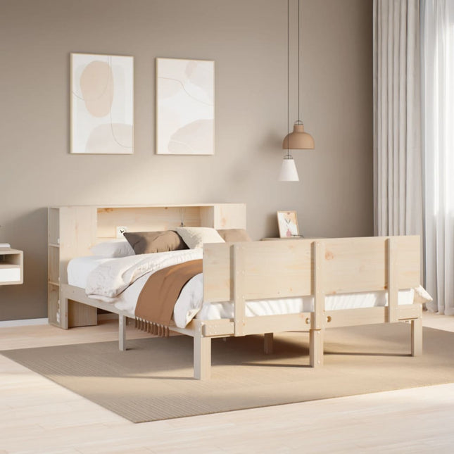 Bed met boekenkast zonder matras massief grenenhout 120x200 cm