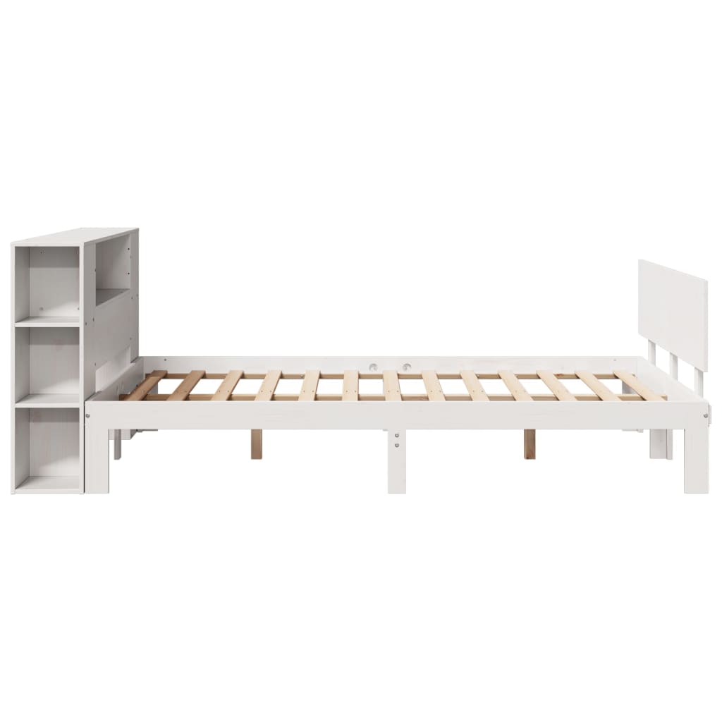 Bed met boekenkast zonder matras grenenhout wit 120x200 cm