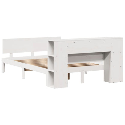 Bed met boekenkast zonder matras grenenhout wit 120x200 cm