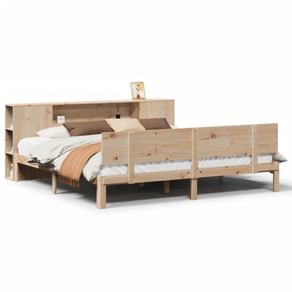 Bed met boekenkast zonder matras massief grenenhout 180x200 cm