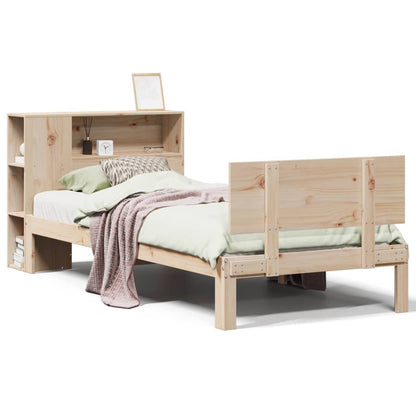 Bed met boekenkast zonder matras massief grenenhout 75x190 cm