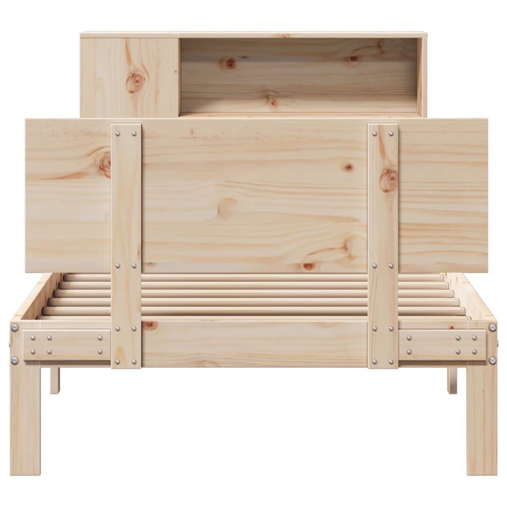 Bed met boekenkast zonder matras massief grenenhout 75x190 cm
