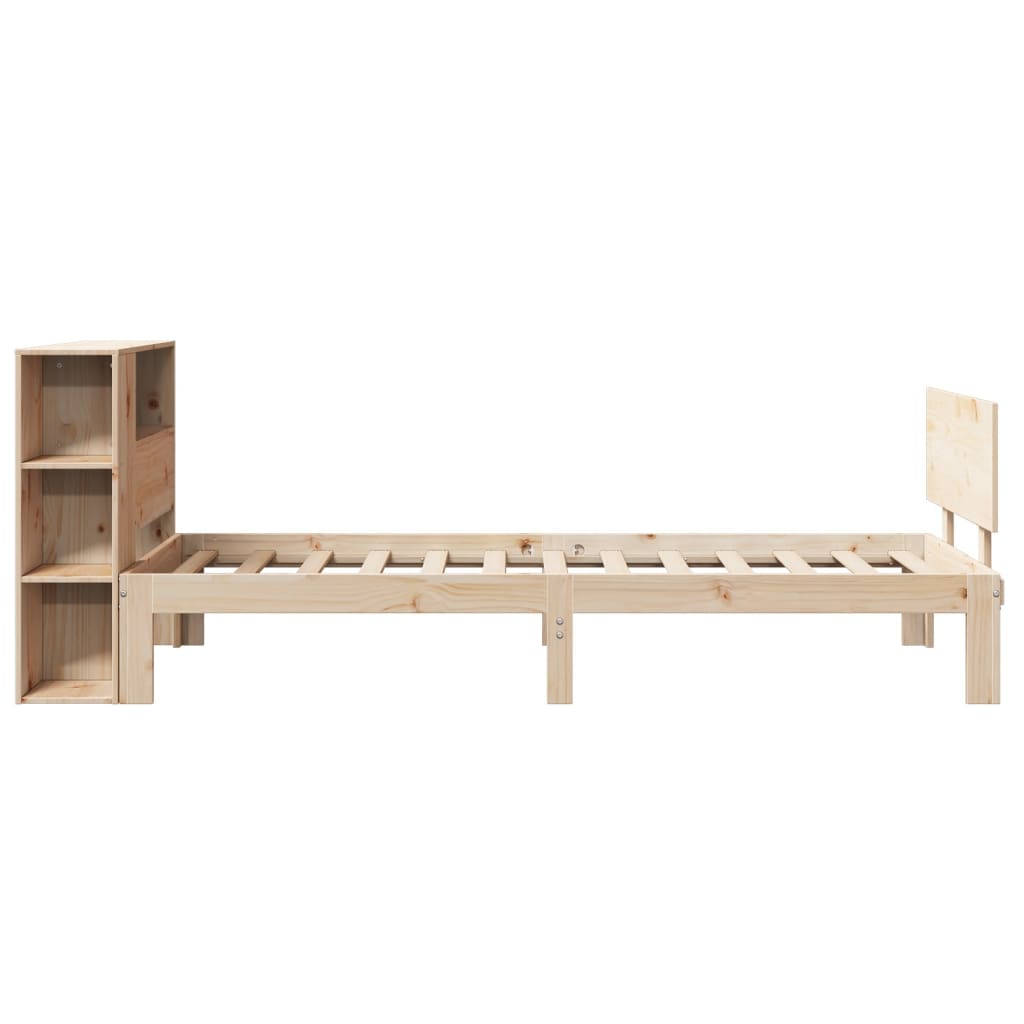 Bed met boekenkast zonder matras massief grenenhout 75x190 cm
